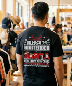 bartender ugly christmas sweater gift funny bartenders swe tshirt black male back