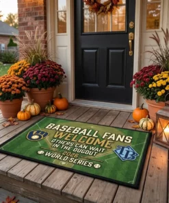 Baseball Fans Welcome Brewers Vs Rays 2026 Championship Clash Doormat - Front View Main Mockup