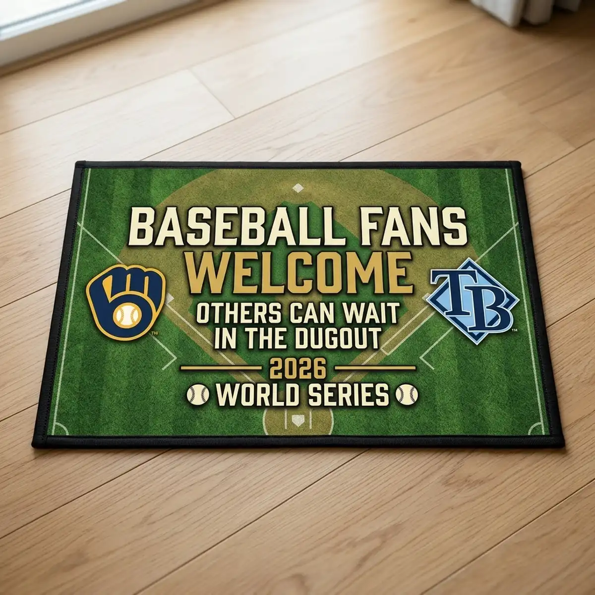 Baseball Fans Welcome Brewers Vs Rays 2026 Championship Clash Doormat - Design Preview