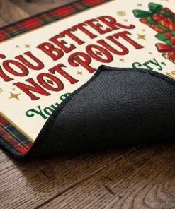 Better Not Pout Leave The Presents And Walk Away Funny Christmas Doormat - Lifestyle Model Mockup