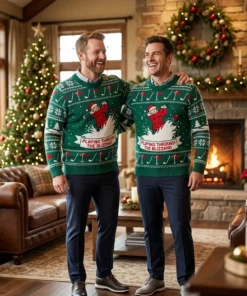 Blizzard Golf Playing Through The Snowstorm Ugly Christmas Sweater - Lifestyle Model Mockup