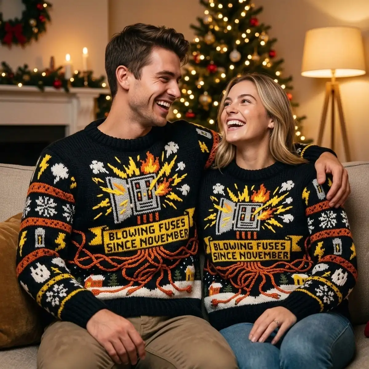 Blowing Fuses Since November Clark Sparking Circuit Ugly Christmas Sweater - Design Preview