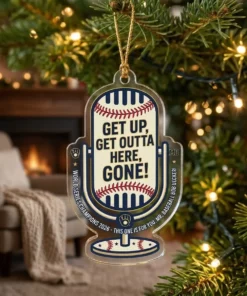 Bob Uecker Get Up Get Outta Here World Champions 2026 Brewers Custom Acrylic Ornament - Lifestyle Model Mockup