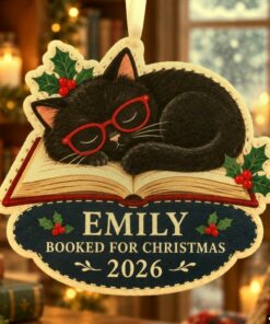 book lover stack of books custom shape felt christmas tree ornament 1