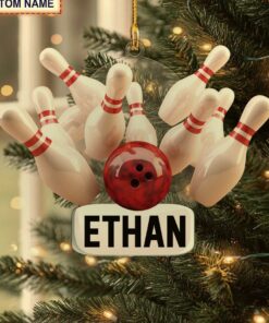bowling strike ball and pins sports keepsake christmas tree ornament 1