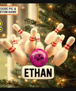 bowling strike ball and pins sports keepsake christmas tree ornament 2