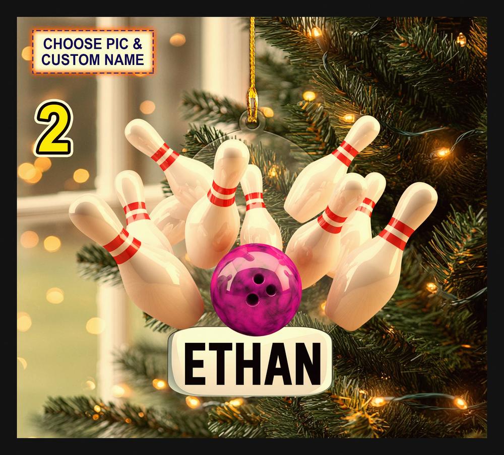 Bowling Strike Ball And Pins Sports Keepsake Christmas Tree Ornament - Design Preview