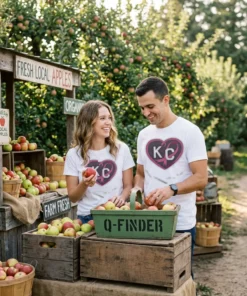 breast cancer ribbon kc heart vintage white unisex white tshirt farmers market couple
