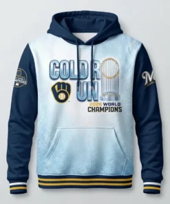 Milwaukee Brewers 2026 World Series Champions Cold Run Heavyweight AOP Pullover Hoodie - Front View Main Mockup