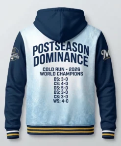 Milwaukee Brewers 2026 World Series Champions Cold Run Heavyweight AOP Pullover Hoodie - Lifestyle Model Mockup