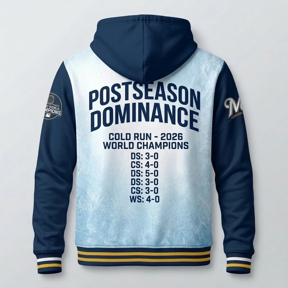 Milwaukee Brewers 2026 World Series Champions Cold Run Heavyweight AOP Pullover Hoodie - Design Preview