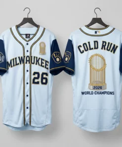 Milwaukee Brewers 2026 World Series Champions Cold Run Ice Edition Baseball Jersey - Front View Main Mockup