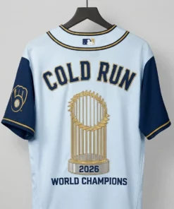 Milwaukee Brewers 2026 World Series Champions Cold Run Ice Edition Baseball Jersey - Lifestyle Model Mockup