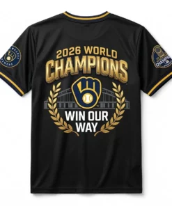 Milwaukee Brewers 2026 World Series Champions Locker Room Authentic AOP 3D T-Shirt - Lifestyle Model Mockup
