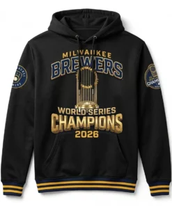 Milwaukee Brewers 2026 World Series Champions Official Locker Room Trophy AOP Apparel - Lifestyle Model Mockup