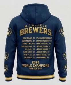 Milwaukee Brewers 2026 World Series Champions Signature Roster AOP Pullover Hoodie - Lifestyle Model Mockup