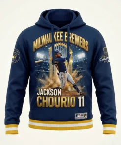 Jackson Chourio 11 Milwaukee Brewers 2026 World Series Phenom AOP Pullover Hoodie - Front View Main Mockup