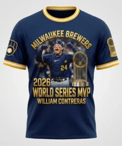 William Contreras Milwaukee Brewers 2026 World Series MVP AOP 3D T-Shirt - Front View Main Mockup