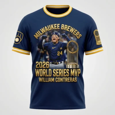 William Contreras Milwaukee Brewers 2026 World Series MVP AOP 3D T-Shirt - Front View Main Mockup