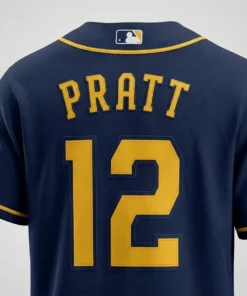 Cooper Pratt 12 Milwaukee Brewers 2026 World Series Rookie Record Baseball Jersey - Lifestyle Model Mockup