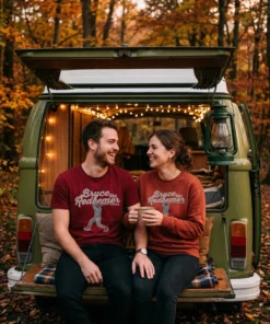 bryce harper the redeemer red tshirt campervan tailgate couple