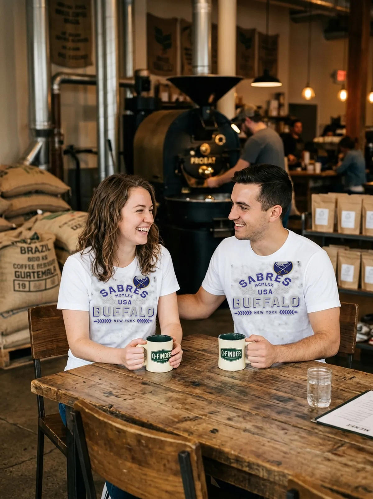 buffalo sabres laurel white tshirt roastery couple Buffalo Sabres Laurel T-Shirt - Back or Alternative Angle Mockup