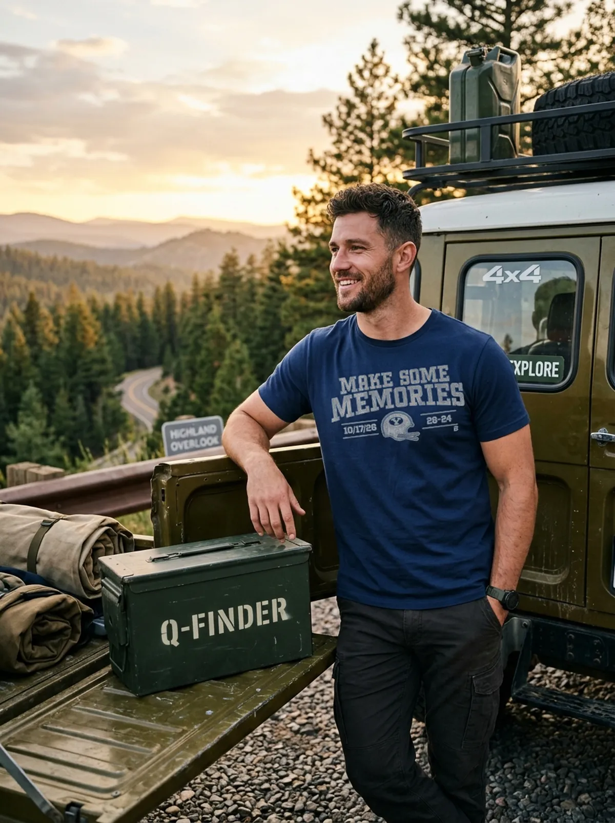 byu football make some memories blue tshirt expedition tailgate BYU Football Make Some Memories Shirt - Close-up Graphic Detail Mockup