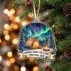 Camping Retro Tent Under Northern Lights Aurora Borealis 2026 Custom Acrylic Ornament - Front View Main Mockup