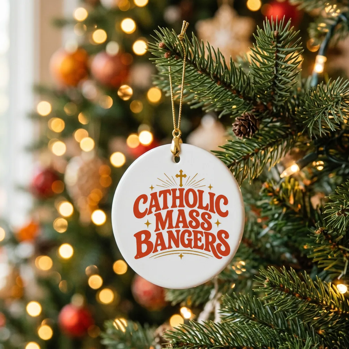catholic mass bangers ornament Catholic Mass Bangers Shirt - Lifestyle Model Mockup