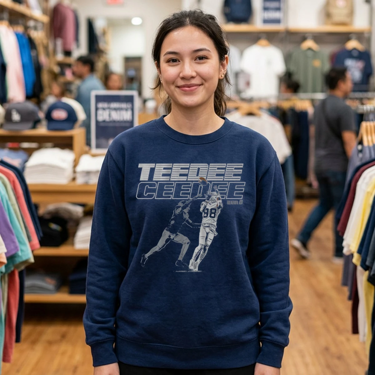 ceedee lamb teedee mock sweat navy CeeDee Lamb TeeDee T-Shirt - Back or Alternative Angle Mockup