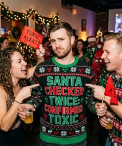 certified red flag toxic dating alert funny gag christmas sweater