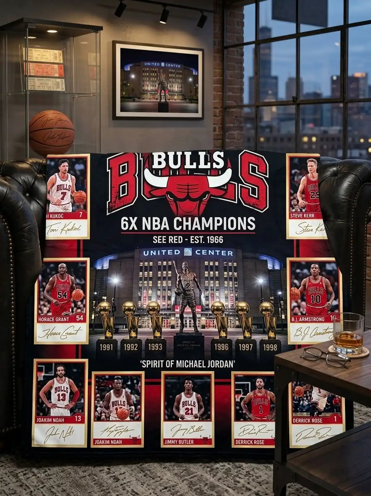 chicago bulls 6x nba champions united center legends facsimile signatures fleece throw blanket mockup 2 Chicago Bulls 6x NBA Champions United Center Legends Facsimile Signatures Fleece Throw Blanket - Front View Main Mockup