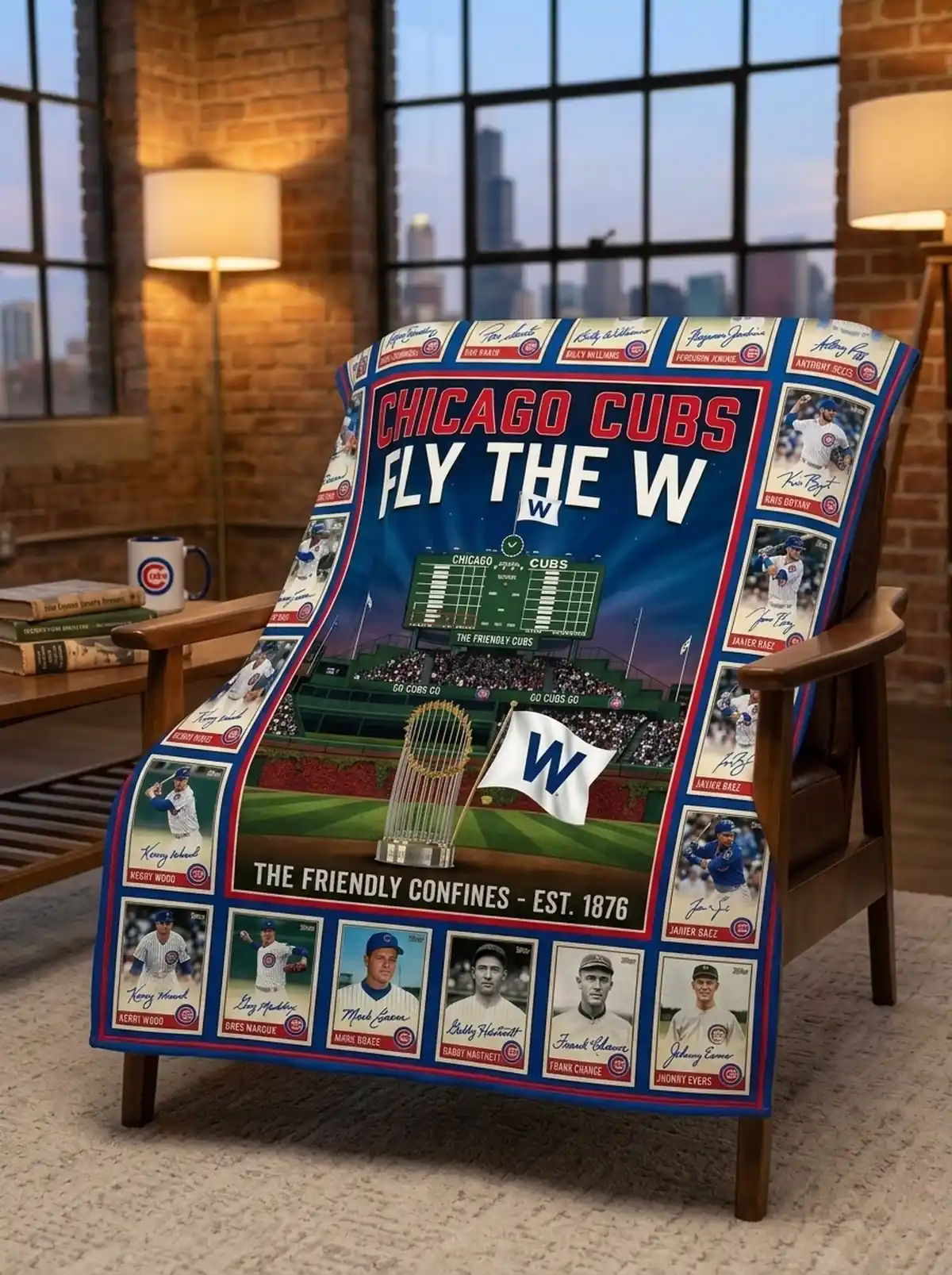 chicago cubs wrigley field friendly confines legends facsimile signatures fleece throw blanket mockup 2 Chicago Cubs Wrigley Field Friendly Confines Legends Facsimile Signatures Fleece Throw Blanket - Front View Main Mockup