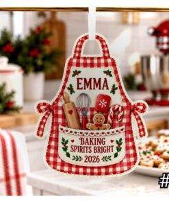 christmas baking apron chef baker custom shape felt holiday tree ornament 1