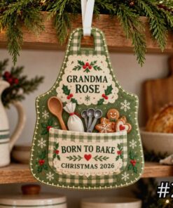 christmas baking apron chef baker custom shape felt holiday tree ornament 2