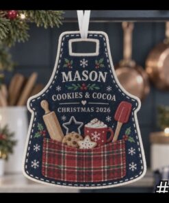 christmas baking apron chef baker custom shape felt holiday tree ornament 3