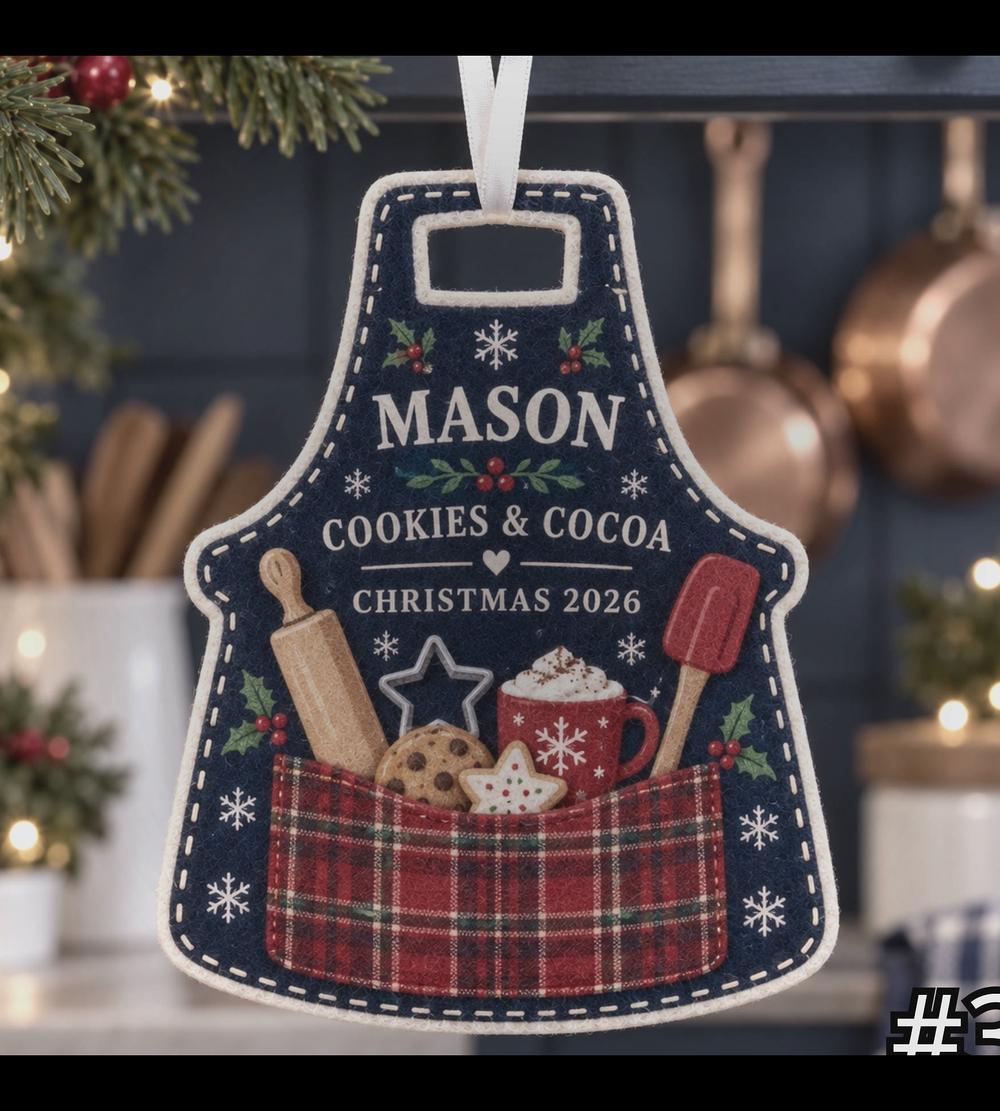 christmas baking apron chef baker custom shape felt holiday tree ornament 3 christmas baking apron chef baker custom shape felt holiday tree ornament 3