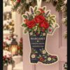 christmas garden boot floral custom shape felt holiday tree ornament 1