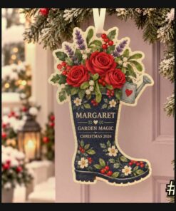 christmas garden boot floral custom shape felt holiday tree ornament 1