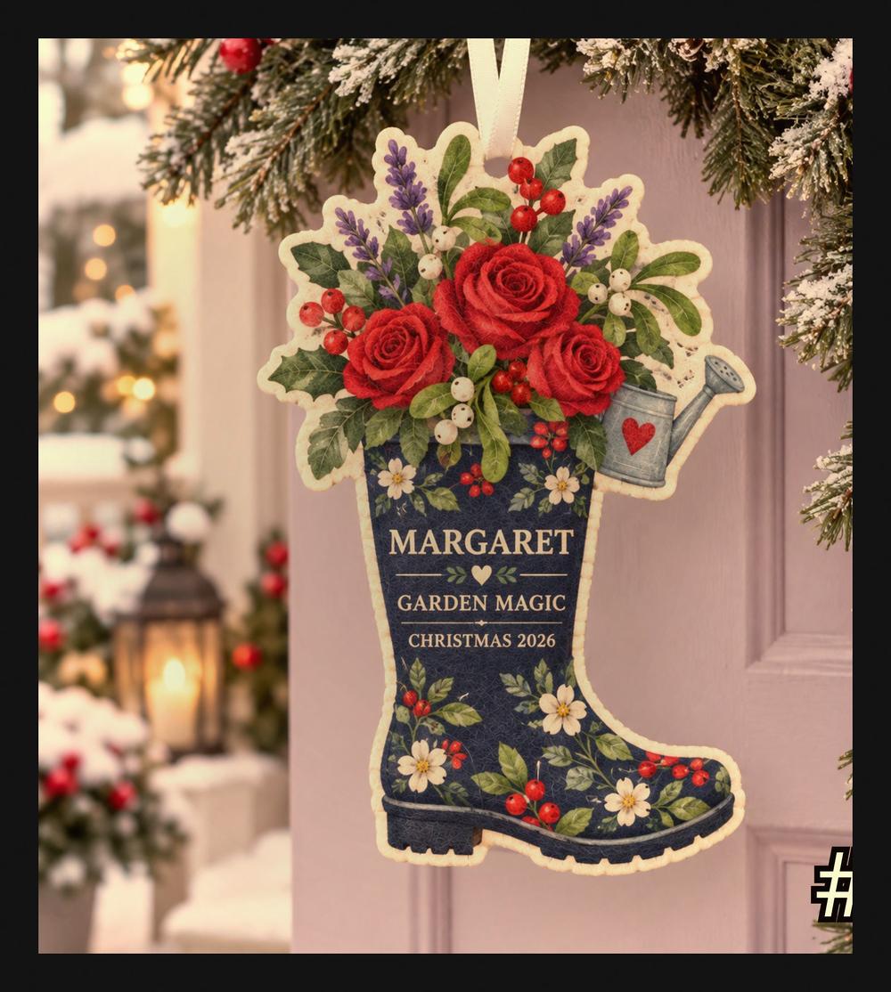 christmas garden boot floral custom shape felt holiday tree ornament 1 christmas garden boot floral custom shape felt holiday tree ornament 1