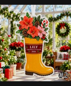 christmas garden boot floral custom shape felt holiday tree ornament 2