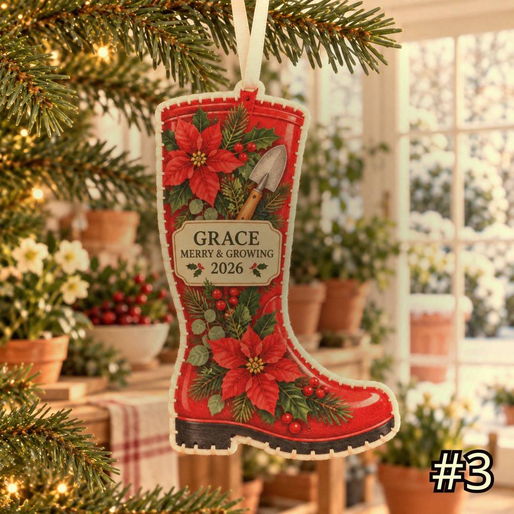 christmas garden boot floral custom shape felt holiday tree ornament 3 christmas garden boot floral custom shape felt holiday tree ornament 3