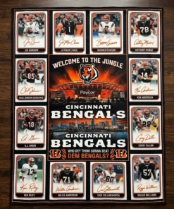 Cincinnati Bengals Who Dey Jungle Paycor Stadium Legends Facsimile Signatures Fleece Throw Blanket - Close-up Graphic Detail Mockup