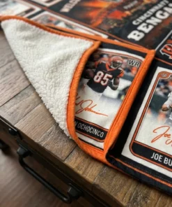 Cincinnati Bengals Who Dey Jungle Paycor Stadium Legends Facsimile Signatures Fleece Throw Blanket - Lifestyle Model Mockup