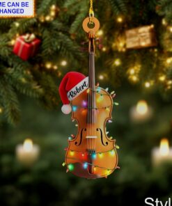 classical violin instrument musician 2d flat acrylic christmas ornament 1