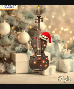 classical violin instrument musician 2d flat acrylic christmas ornament 2