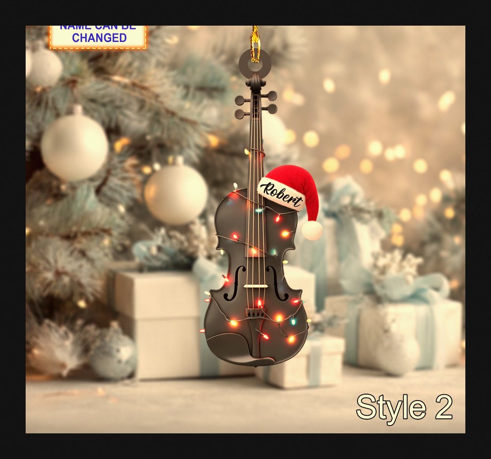 Classical Violin Instrument Musician 2D Flat Acrylic Christmas Ornament - Design Preview