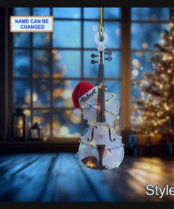 classical violin instrument musician 2d flat acrylic christmas ornament 3