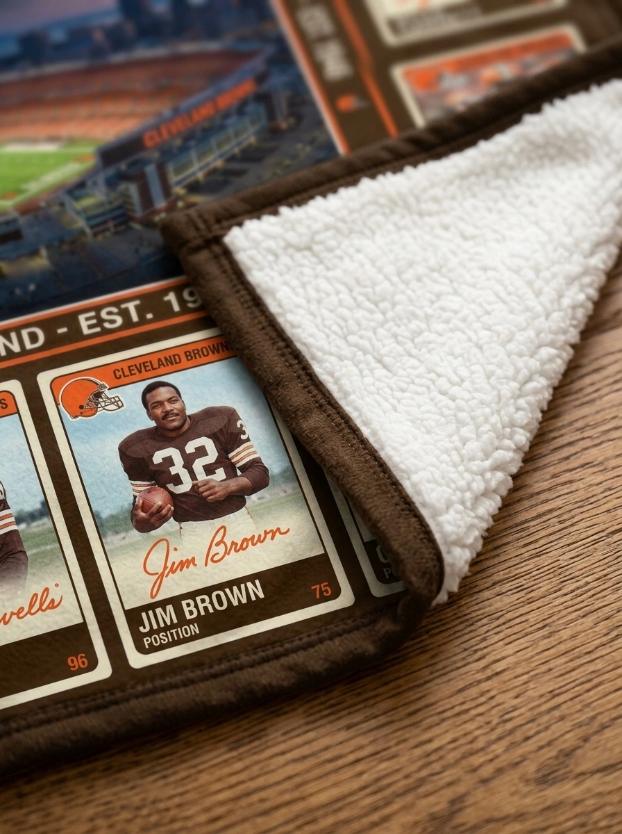 Cleveland Browns Dawg Pound Cleveland Browns Stadium Legends Facsimile Signatures Fleece Throw Blanket - Design Preview