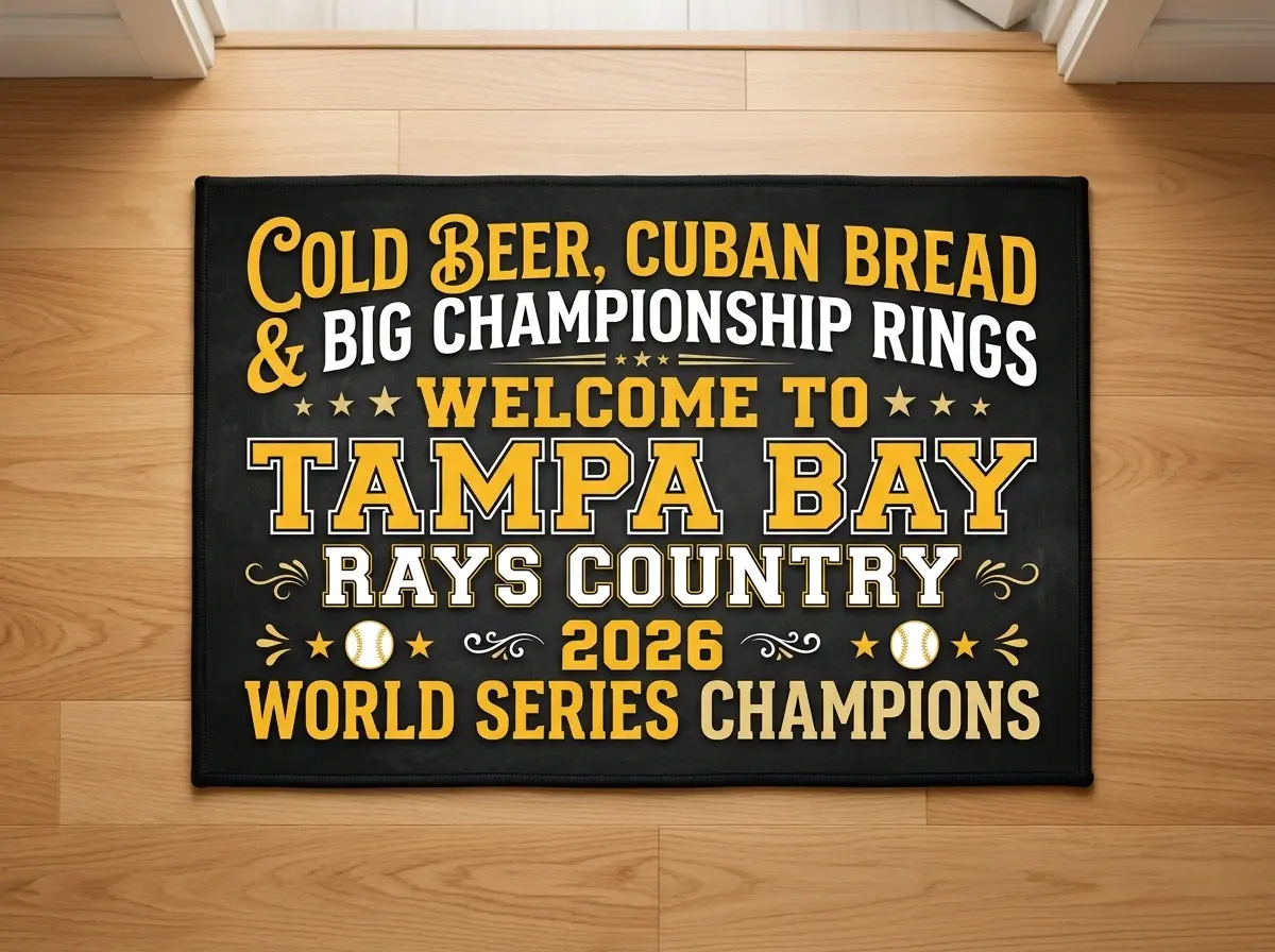 Cold Beer Cuban Bread Championship Rings Welcome To Tampa Bay Rays Country Doormat - Design Preview